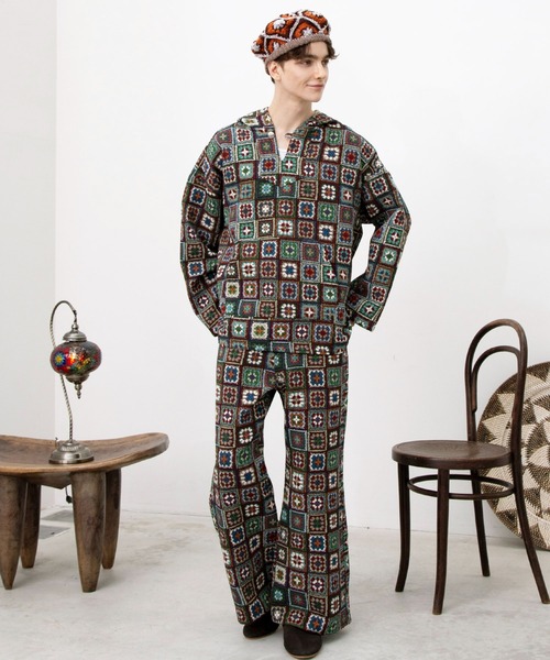 チャイハネ（チャイハネ）の「【チャイハネ】グリラバ手編みベレー帽（ハンチング/ベレー帽・レディース・モカ/ブルー・FREE）」の5枚目の写真