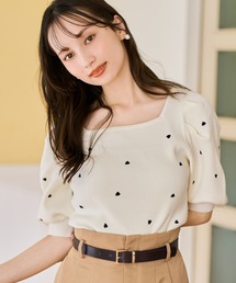 31 Sons de mode（トランテアン　ソン　ドゥ　モード）の「2026春夏新作 5分袖ハート刺繍ニット（ニット/セーター）」