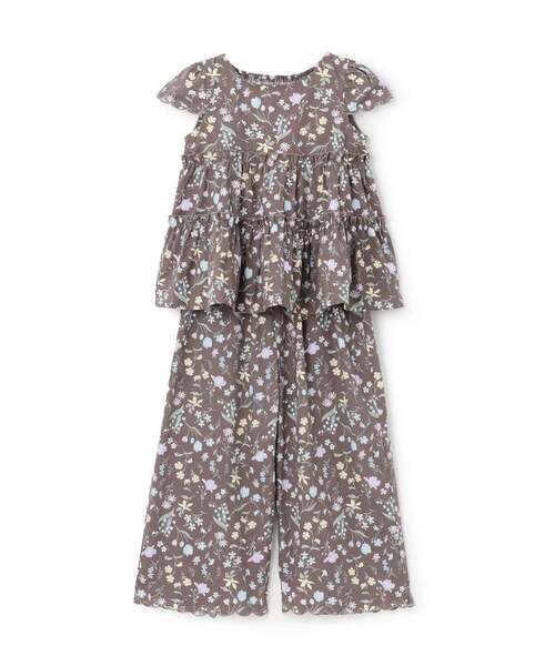 Lycee mine(リセマイン)の「【セットアップ】アソート総柄ティアードブラウス・スカラップパンツセット(セットアップ・キッズ・ブラック/ダークブラウン/サックスブルー/ピンク/ブルー/アイボリー/エメラルド/ブルーグレー・110cm/100cm/120cm/130cm/140cm/150cm)」の11枚目の写真