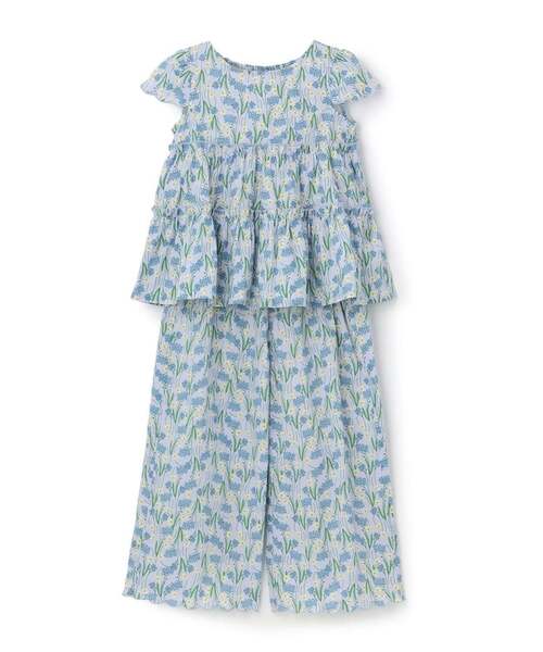 Lycee mine(リセマイン)の「【セットアップ】アソート総柄ティアードブラウス・スカラップパンツセット(セットアップ・キッズ・ブラック/ダークブラウン/サックスブルー/ピンク/ブルー/アイボリー/エメラルド/ブルーグレー・110cm/100cm/120cm/130cm/140cm/150cm)」の16枚目の写真