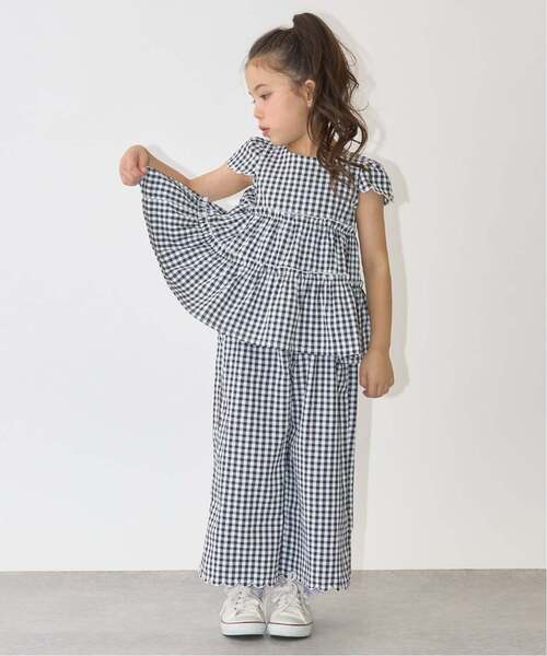 Lycee mine(リセマイン)の「【セットアップ】アソート総柄ティアードブラウス・スカラップパンツセット【子供服】【キッズ】【女の子】(セットアップ・キッズ・ブラック/ダークブラウン/サックスブルー/ピンク/ブルー/アイボリー/エメラルド/ブルーグレー・110cm/100cm/120cm/130cm/140cm/150cm)」の17枚目の写真