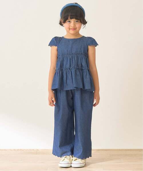 Lycee mine(リセマイン)の「【セットアップ】アソート総柄ティアードブラウス・スカラップパンツセット【子供服】【キッズ】【女の子】(セットアップ・キッズ・ブラック/ダークブラウン/サックスブルー/ピンク/ブルー/アイボリー/エメラルド/ブルーグレー・110cm/100cm/120cm/130cm/140cm/150cm)」の19枚目の写真