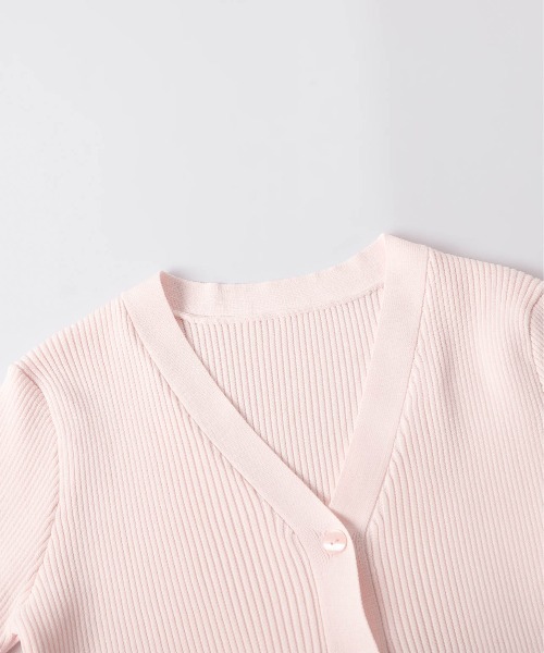 AMELY（エミリー）の「ペプラムリブニットカーディガン（カーディガン/ボレロ・レディース・ホワイト/モカ/イエロー/ピンク/ブラック・フリー）」の16枚目の写真