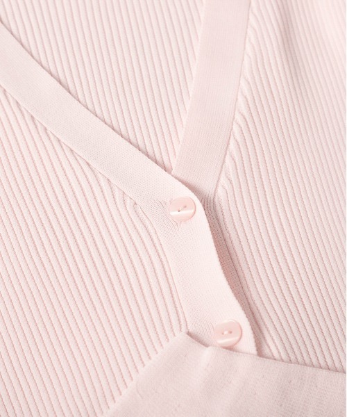 AMELY（エミリー）の「ペプラムリブニットカーディガン（カーディガン/ボレロ・レディース・ホワイト/モカ/イエロー/ピンク/ブラック・フリー）」の6枚目の写真