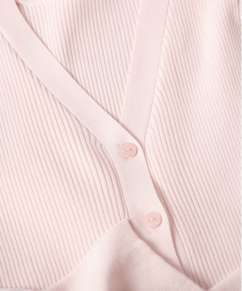 AMELY（エミリー）の「ペプラムリブニットカーディガン（カーディガン/ボレロ・レディース・ホワイト/モカ/イエロー/ピンク/ブラック・フリー）」の7枚目の写真