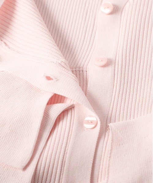 AMELY（エミリー）の「ペプラムリブニットカーディガン（カーディガン/ボレロ・レディース・ホワイト/モカ/イエロー/ピンク/ブラック・フリー）」の8枚目の写真