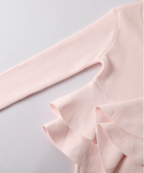 AMELY（エミリー）の「ペプラムリブニットカーディガン（カーディガン/ボレロ・レディース・ホワイト/モカ/イエロー/ピンク/ブラック・フリー）」の9枚目の写真