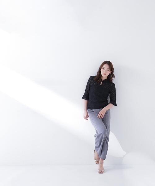 NATURAL BEAUTY BASIC(ナチュラルビューティーベーシック)の「◇シャツカラーレースカットソー(シャツ/ブラウス・レディース・オフホワイト/ブラック・FREE)」の8枚目の写真