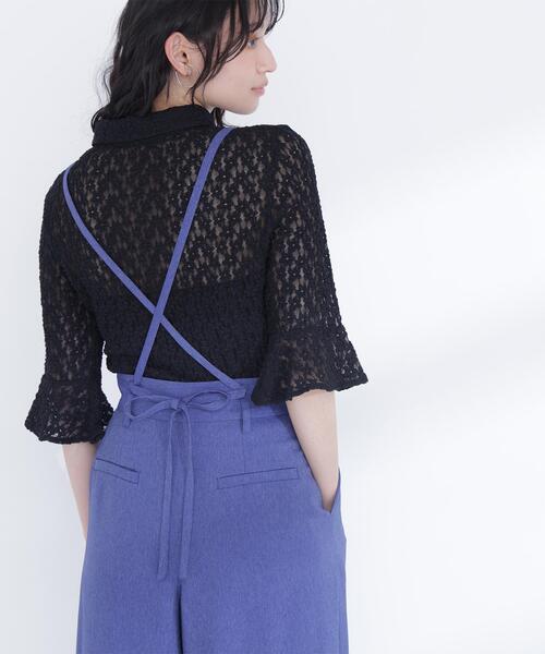 NATURAL BEAUTY BASIC(ナチュラルビューティーベーシック)の「◇シャツカラーレースカットソー(シャツ/ブラウス・レディース・オフホワイト/ブラック・FREE)」の11枚目の写真