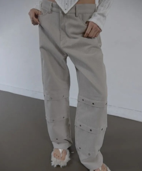 Ada.(エイダ)の「◇SETUPEXE◇ブランド直輸入正規品/ピンタック アイレット パンツ PIN TUCK EYELET PANTS(その他パンツ・レディース・ベージュ/ブラック・M/S)」の2枚目の写真