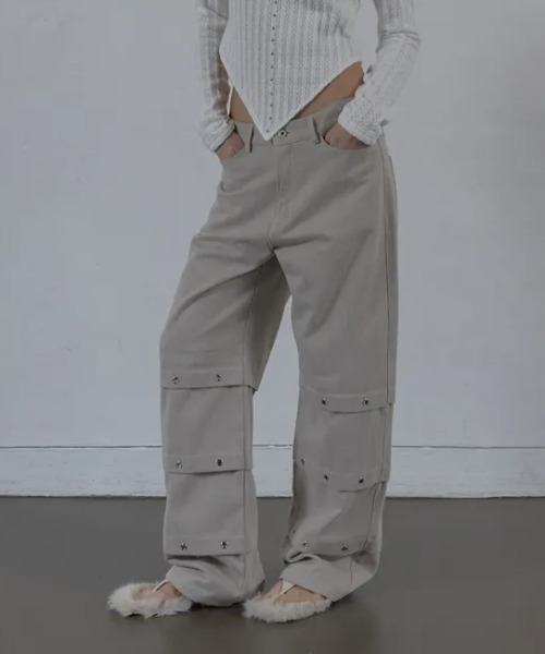 Ada.(エイダ)の「◇SETUPEXE◇ブランド直輸入正規品/ピンタック アイレット パンツ PIN TUCK EYELET PANTS(その他パンツ・レディース・ベージュ/ブラック・M/S)」の9枚目の写真