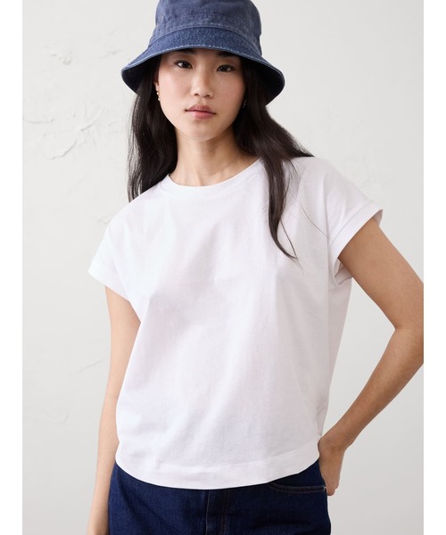 BANANA REPUBLIC FACTORY STORE(バナナリパブリック ファクトリーストア)の「BANANA REPUBLIC FACTORY STORE プレミアムコットン ボクシーTシャツ(Tシャツ/カットソー・レディース・ベージュ/ホワイト/ブラック/ホワイト系その他・S/M/XS/L)」の2枚目の写真