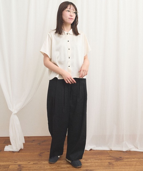 fig Ｌondon（フィグロンドン）の「pure satin shirt（シャツ/ブラウス・レディース・ブラック/ホワイト・FREE）」の14枚目の写真