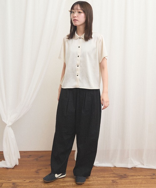 fig Ｌondon（フィグロンドン）の「pure satin shirt（シャツ/ブラウス・レディース・ブラック/ホワイト・FREE）」の16枚目の写真