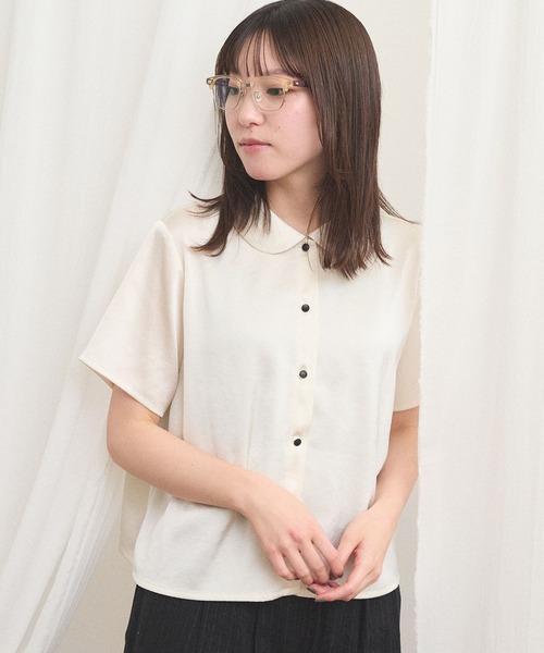 fig Ｌondon（フィグロンドン）の「pure satin shirt（シャツ/ブラウス・レディース・ブラック/ホワイト・FREE）」の6枚目の写真