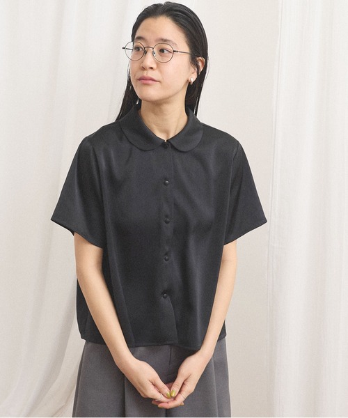 fig Ｌondon（フィグロンドン）の「pure satin shirt（シャツ/ブラウス・レディース・ブラック/ホワイト・FREE）」の10枚目の写真
