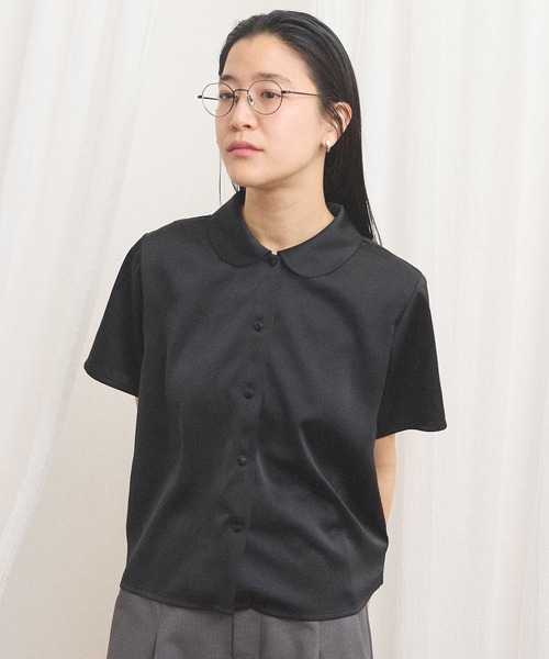 fig Ｌondon（フィグロンドン）の「pure satin shirt（シャツ/ブラウス・レディース・ブラック/ホワイト・FREE）」の12枚目の写真