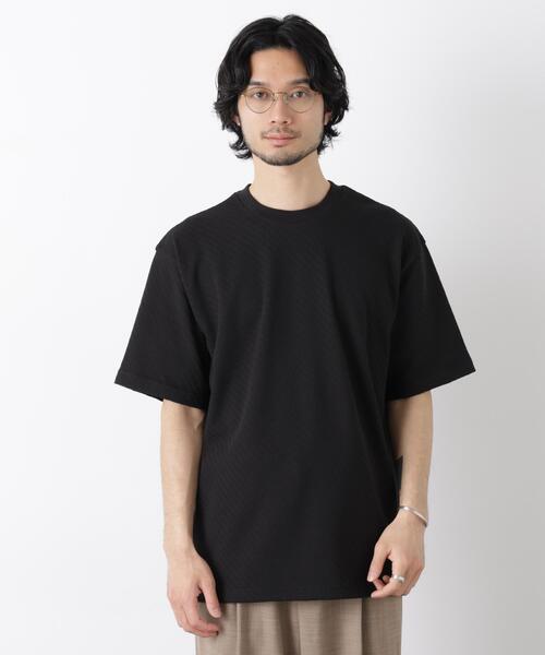 NANO universe(ナノユニバース)の「リンクスジャガードスリーブTシャツ(Tシャツ/カットソー・メンズ・グレー/ブラック/ホワイト・L/M)」の4枚目の写真