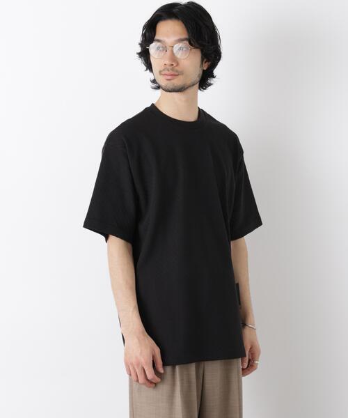 NANO universe(ナノユニバース)の「リンクスジャガードスリーブTシャツ(Tシャツ/カットソー・メンズ・グレー/ブラック/ホワイト・L/M)」の5枚目の写真