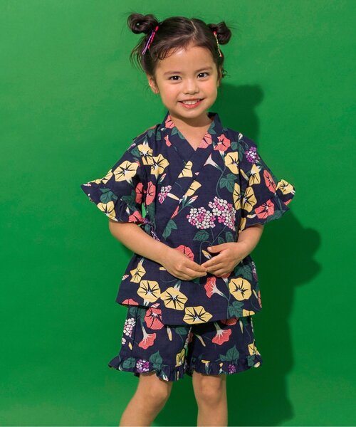 BREEZE(ブリーズ)の「すっぽり着られる GIRLS甚平(浴衣・キッズ・ネイビー/レッド/アイボリー・80/90/100/110/120/130/140)」の3枚目の写真