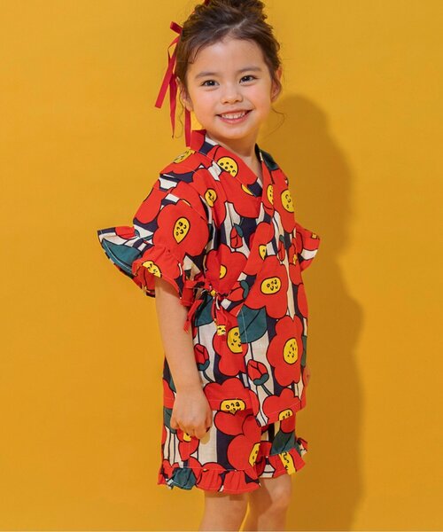 BREEZE(ブリーズ)の「すっぽり着られる GIRLS甚平(浴衣・キッズ・ネイビー/レッド/アイボリー・80/90/100/110/120/130/140)」の1枚目の写真