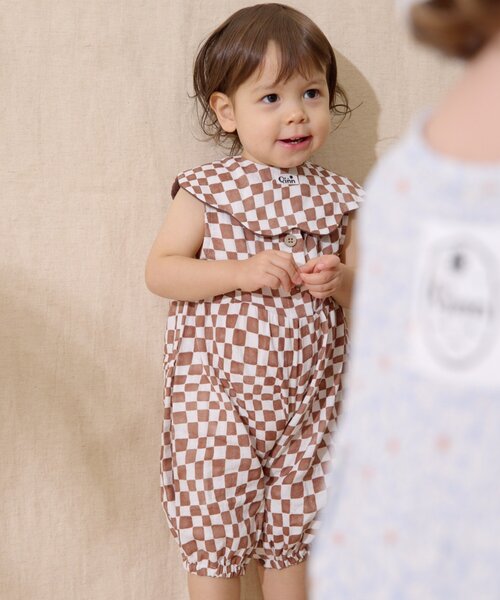 CIAOPANIC TYPY（チャオパニックティピー）の「【BABY】【Qinn】ダブルガーゼオールインワン：80cm（その他ベビーウェア・キッズ・ホワイト/ブラウン/サックスブルー・80）」の2枚目の写真