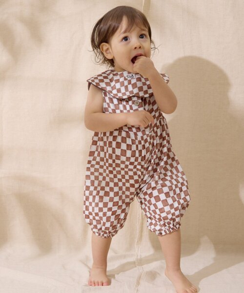 CIAOPANIC TYPY（チャオパニックティピー）の「【BABY】【Qinn】ダブルガーゼオールインワン：80cm（その他ベビーウェア・キッズ・ホワイト/ブラウン/サックスブルー・80）」の8枚目の写真