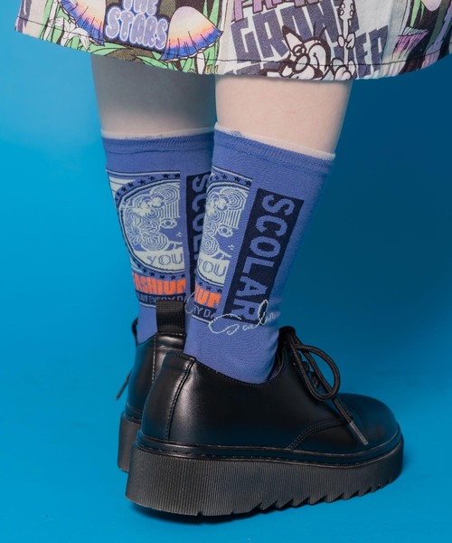 ScoLar（スカラー）の「88J18807：スカラーロゴソックス（ソックス/靴下・レディース・オフホワイト/ブルー・FREE）」の2枚目の写真