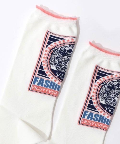 ScoLar（スカラー）の「88J18807：スカラーロゴソックス（ソックス/靴下・レディース・オフホワイト/ブルー・FREE）」の5枚目の写真