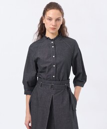 MACKINTOSH PHILOSOPHY | ハケメコットンリネンフリルカラーブラウス(シャツ/ブラウス)