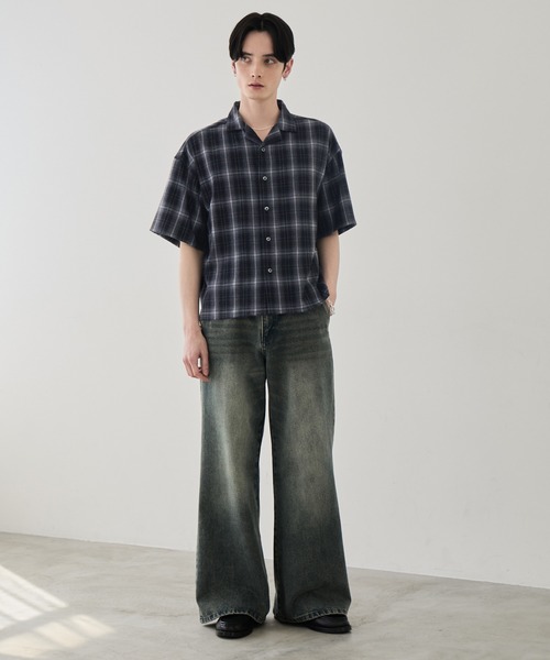 LUENNA(ルエナ)の「【LUENNA】Open Collar Short Sleeve Check Shirt / オープンカラー半袖チェックシャツ(シャツ/ブラウス・メンズ・ブラック系1/ブラウン系1・L/M/S)」の8枚目の写真