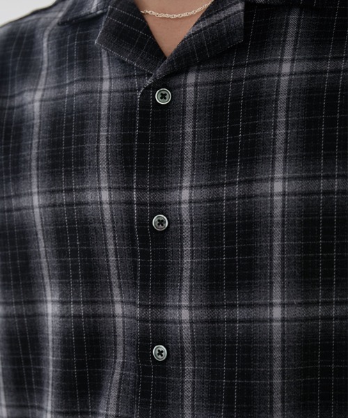 LUENNA(ルエナ)の「【LUENNA】Open Collar Short Sleeve Check Shirt / オープンカラー半袖チェックシャツ(シャツ/ブラウス・メンズ・ブラック系1/ブラウン系1・L/M/S)」の9枚目の写真
