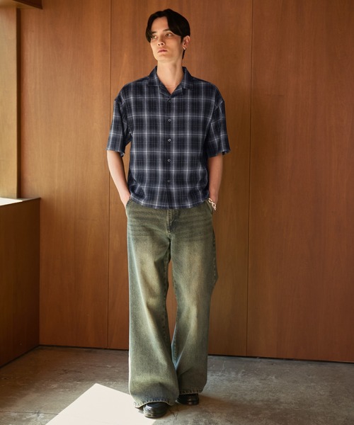 LUENNA(ルエナ)の「【LUENNA】Open Collar Short Sleeve Check Shirt / オープンカラー半袖チェックシャツ(シャツ/ブラウス・メンズ・ブラック系1/ブラウン系1・L/M/S)」の13枚目の写真