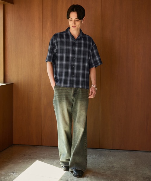 LUENNA(ルエナ)の「【LUENNA】Open Collar Short Sleeve Check Shirt / オープンカラー半袖チェックシャツ(シャツ/ブラウス・メンズ・ブラック系1/ブラウン系1・L/M/S)」の14枚目の写真