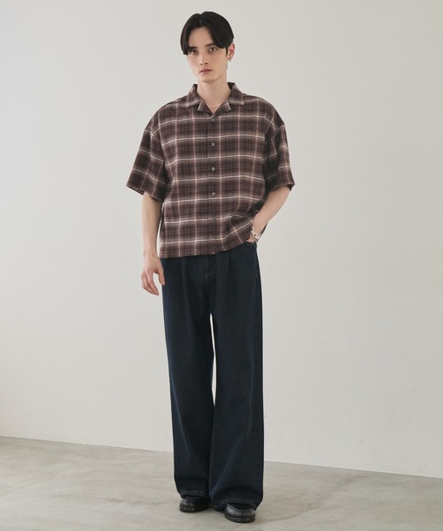 LUENNA(ルエナ)の「【LUENNA】Open Collar Short Sleeve Check Shirt / オープンカラー半袖チェックシャツ(シャツ/ブラウス・メンズ・ブラック系1/ブラウン系1・L/M/S)」の18枚目の写真