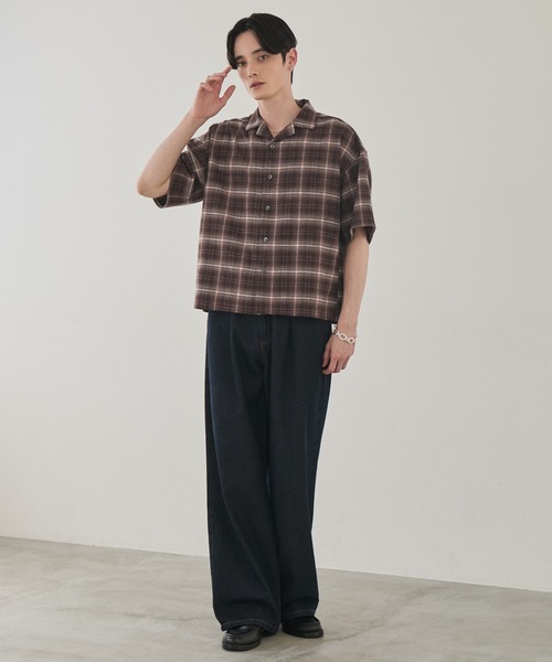 LUENNA(ルエナ)の「【LUENNA】Open Collar Short Sleeve Check Shirt / オープンカラー半袖チェックシャツ(シャツ/ブラウス・メンズ・ブラック系1/ブラウン系1・L/M/S)」の19枚目の写真