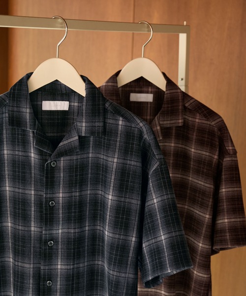 LUENNA(ルエナ)の「【LUENNA】Open Collar Short Sleeve Check Shirt / オープンカラー半袖チェックシャツ(シャツ/ブラウス・メンズ・ブラック系1/ブラウン系1・L/M/S)」の21枚目の写真