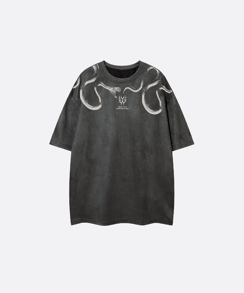 U:UME(ユーム)の「Suede Feel Print T(Tシャツ/カットソー・メンズ・ブラック/ブラウン/ダークグレー/カーキ・SMALL/MEDIUM/LARGE/X-LARGE)」の2枚目の写真