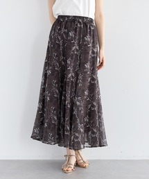 ボタニカル柄シアーロングスカート