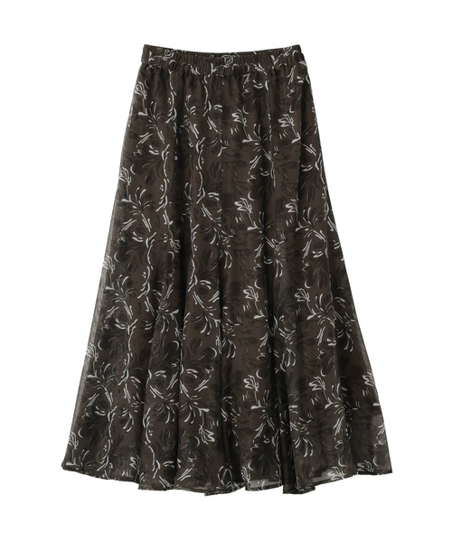 YECCA VECCA(イェッカヴェッカ)の「ボタニカル柄シアーロングスカート(スカート・レディース・イエロー/チャコールグレー・FREE)」の9枚目の写真