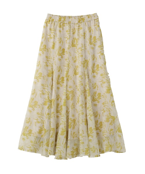 YECCA VECCA(イェッカヴェッカ)の「ボタニカル柄シアーロングスカート(スカート・レディース・イエロー/チャコールグレー・FREE)」の3枚目の写真