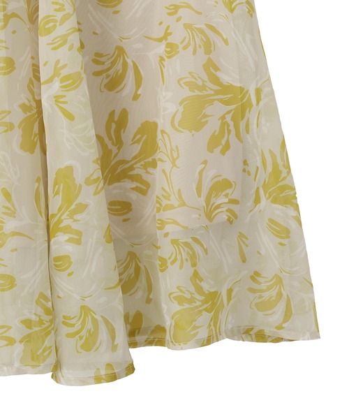 YECCA VECCA(イェッカヴェッカ)の「ボタニカル柄シアーロングスカート(スカート・レディース・イエロー/チャコールグレー・FREE)」の6枚目の写真