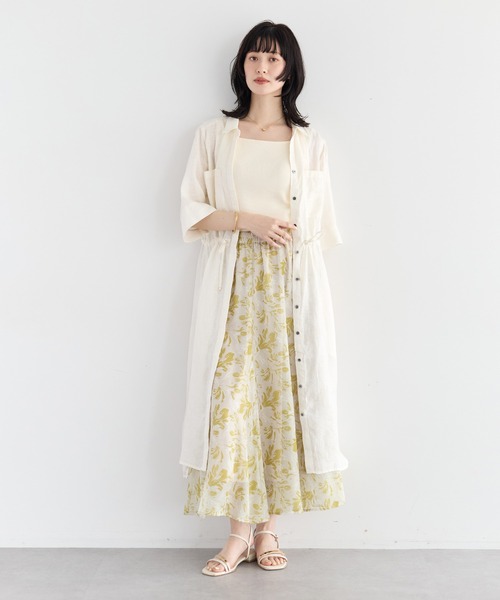 YECCA VECCA（イェッカヴェッカ）の「ボタニカル柄シアーロングスカート（スカート・レディース・イエロー/チャコールグレー・FREE）」の22枚目の写真