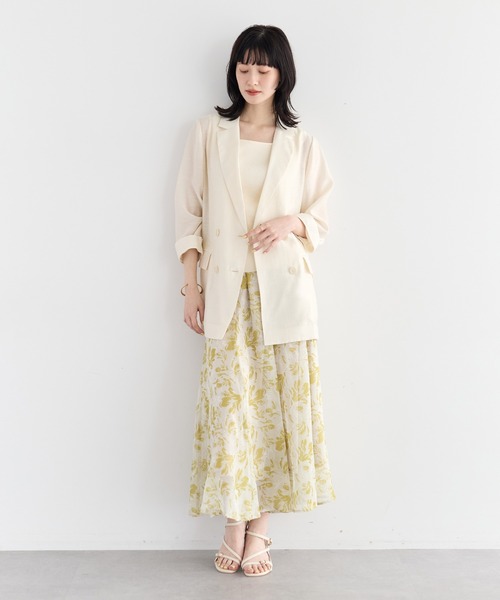 YECCA VECCA(イェッカヴェッカ)の「ボタニカル柄シアーロングスカート(スカート・レディース・イエロー/チャコールグレー・FREE)」の21枚目の写真