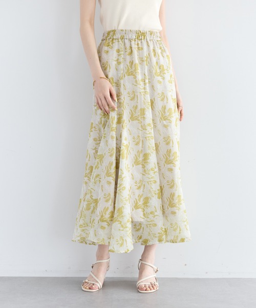 YECCA VECCA(イェッカヴェッカ)の「ボタニカル柄シアーロングスカート(スカート・レディース・イエロー/チャコールグレー・FREE)」の20枚目の写真