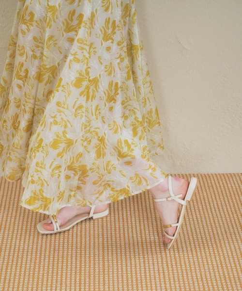 YECCA VECCA(イェッカヴェッカ)の「ボタニカル柄シアーロングスカート(スカート・レディース・イエロー/チャコールグレー・FREE)」の18枚目の写真