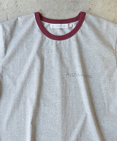 SLOWACID（スローアシッド）の「ウォッシュドノマドリングリーバンパーTシャツ[グレー/バーガンディ]（Tシャツ/カットソー・レディース・その他・X-SMALL/SMALL/MEDIUM/LARGE）」の11枚目の写真