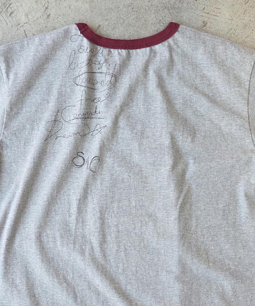 SLOWACID（スローアシッド）の「ウォッシュドノマドリングリーバンパーTシャツ[グレー/バーガンディ]（Tシャツ/カットソー・レディース・その他・X-SMALL/SMALL/MEDIUM/LARGE）」の2枚目の写真