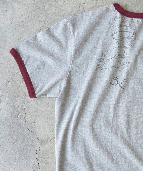 SLOWACID（スローアシッド）の「ウォッシュドノマドリングリーバンパーTシャツ[グレー/バーガンディ]（Tシャツ/カットソー・レディース・その他・X-SMALL/SMALL/MEDIUM/LARGE）」の3枚目の写真