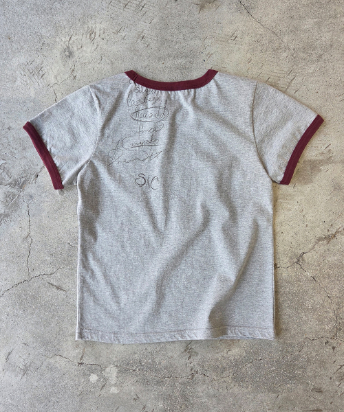 SLOWACID（スローアシッド）の「ウォッシュドノマドリングリーバンパーTシャツ[グレー/バーガンディ]（Tシャツ/カットソー・レディース・その他・X-SMALL/SMALL/MEDIUM/LARGE）」の5枚目の写真